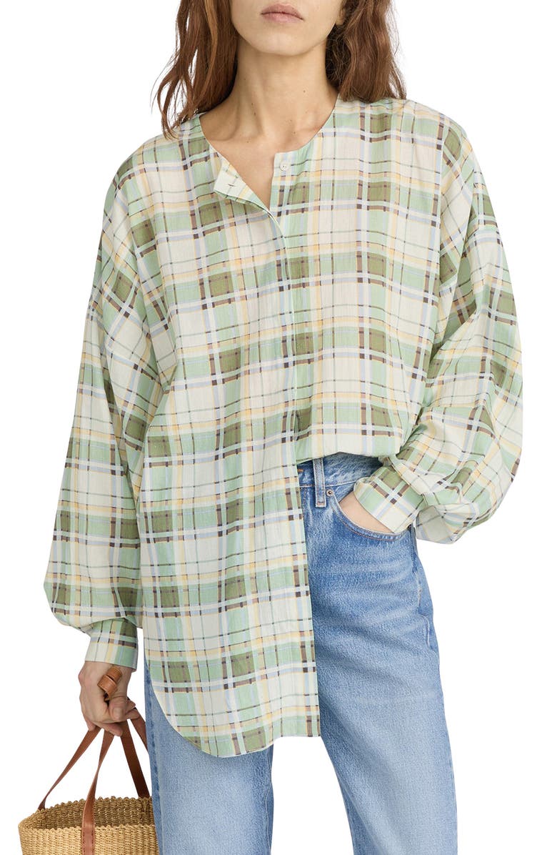 FRAME The Plaid Utility Button-Up Shirt, Main, color, Jade Green Multi