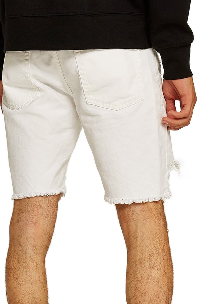 Topman Slim Fit Shredded Jean Shorts, Alternate, color, 