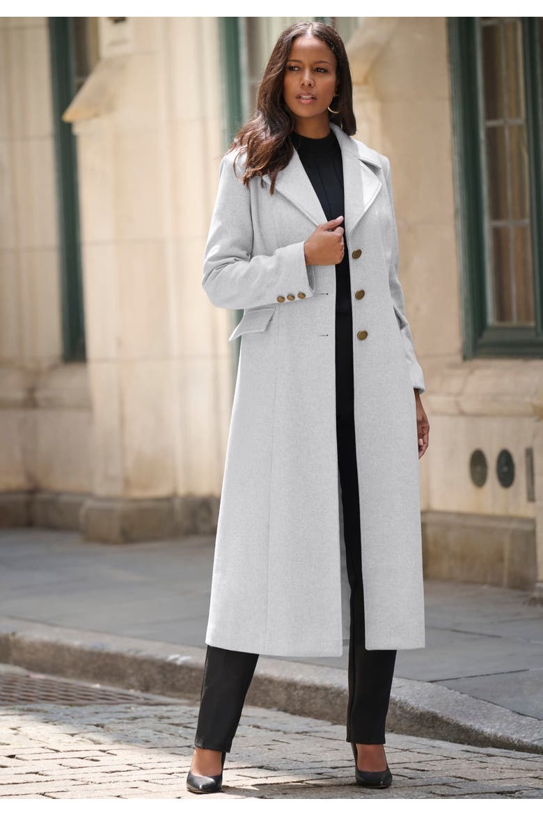 Plus Size Long Tailored Wool Blend Coat, Alternate, color, DEEP TEAL