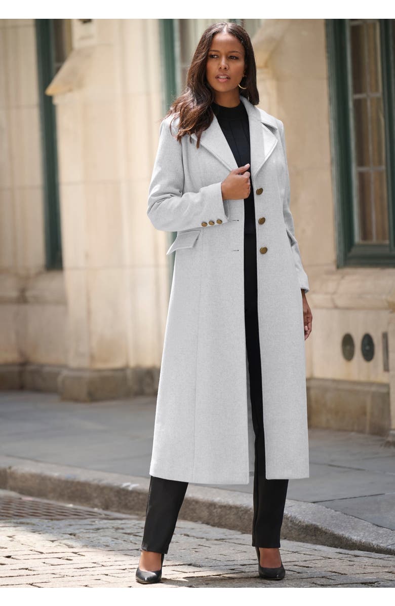 Roaman's Plus Size Long Tailored Wool Blend Coat, Alternate, color, Deep Teal