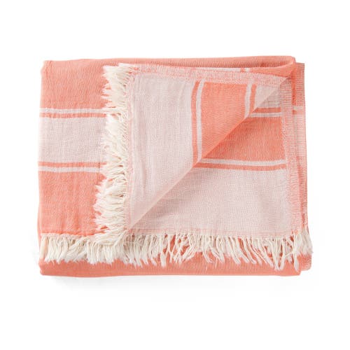 Olive And Linen Olive & Linen Summer Double Sided Throw In Orange