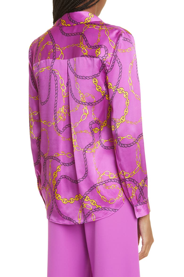 Tyler Chain Link Print Silk Blouse, Alternate, color, PURPLE CACTUS MLTI LASSO CHAIN