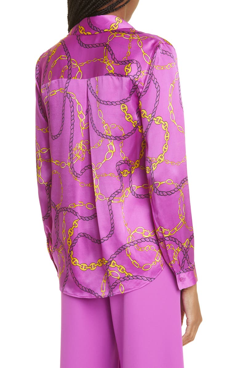 L'AGENCE Tyler Chain Link Print Silk Blouse, Alternate, color, 