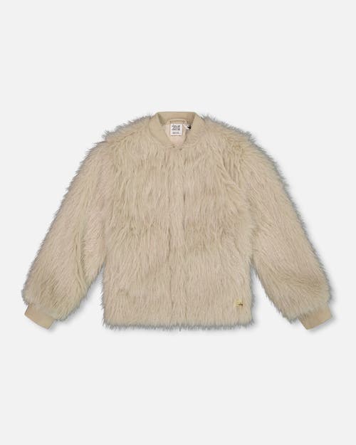 Deux Par Deux Short Faux Fur Coat In Brown