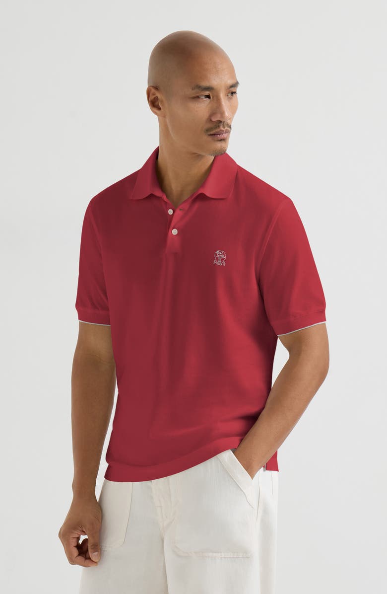 Brunello Cucinelli Piqué polo shirt, Alternate, color, Cherry