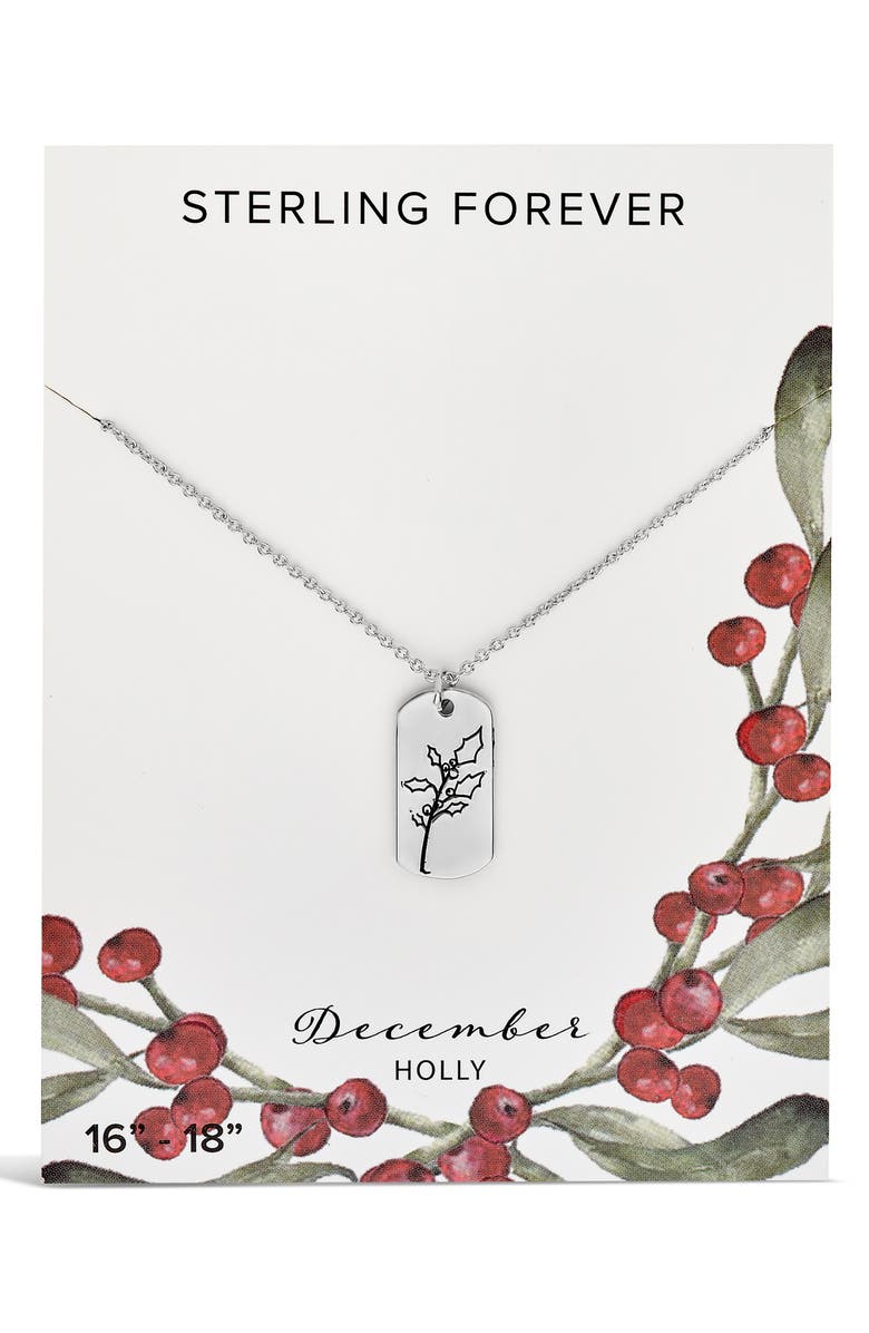 Sterling Forever Birth Flower Pendant Necklace, Alternate, color, Silver/ December