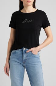 BOSS Orange Esogo Crystal Logo Cotton Top