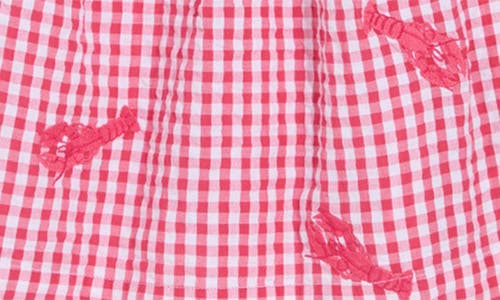 Vineyard Vines Serena Lobster Appliqué Cotton Gingham Top In Brown