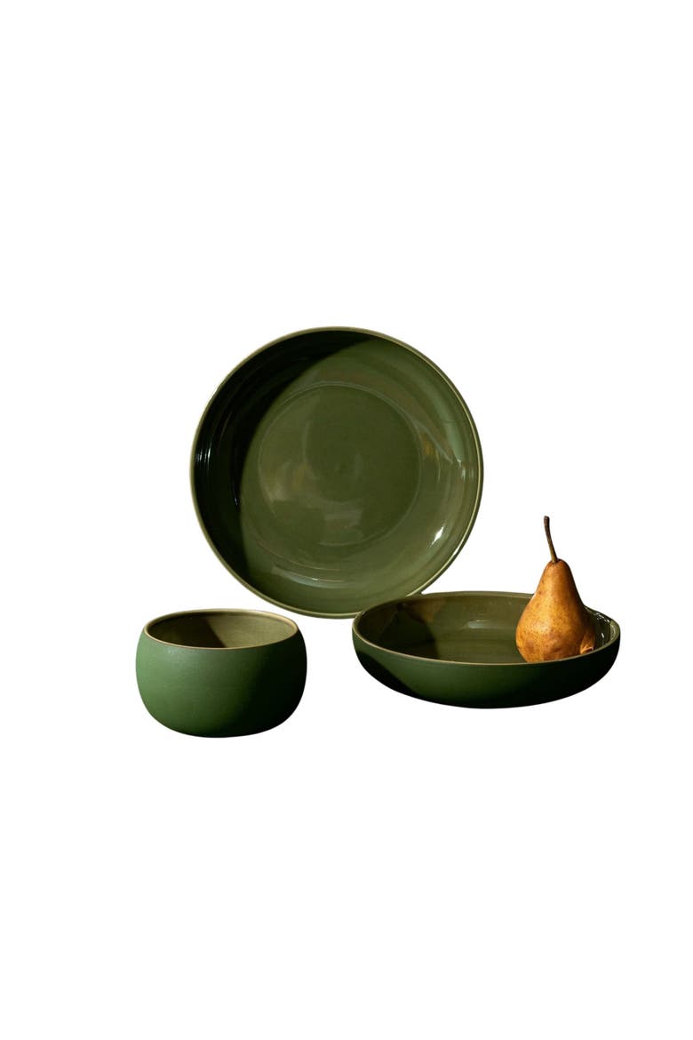 Le Kuisto Dinnerware Set, Main, color, Matte Green/ Shiny Green