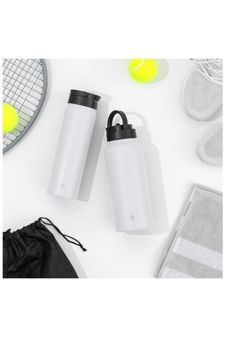 Stainless Steel Lidded Water Bottle, Alternate, color, WHITE
