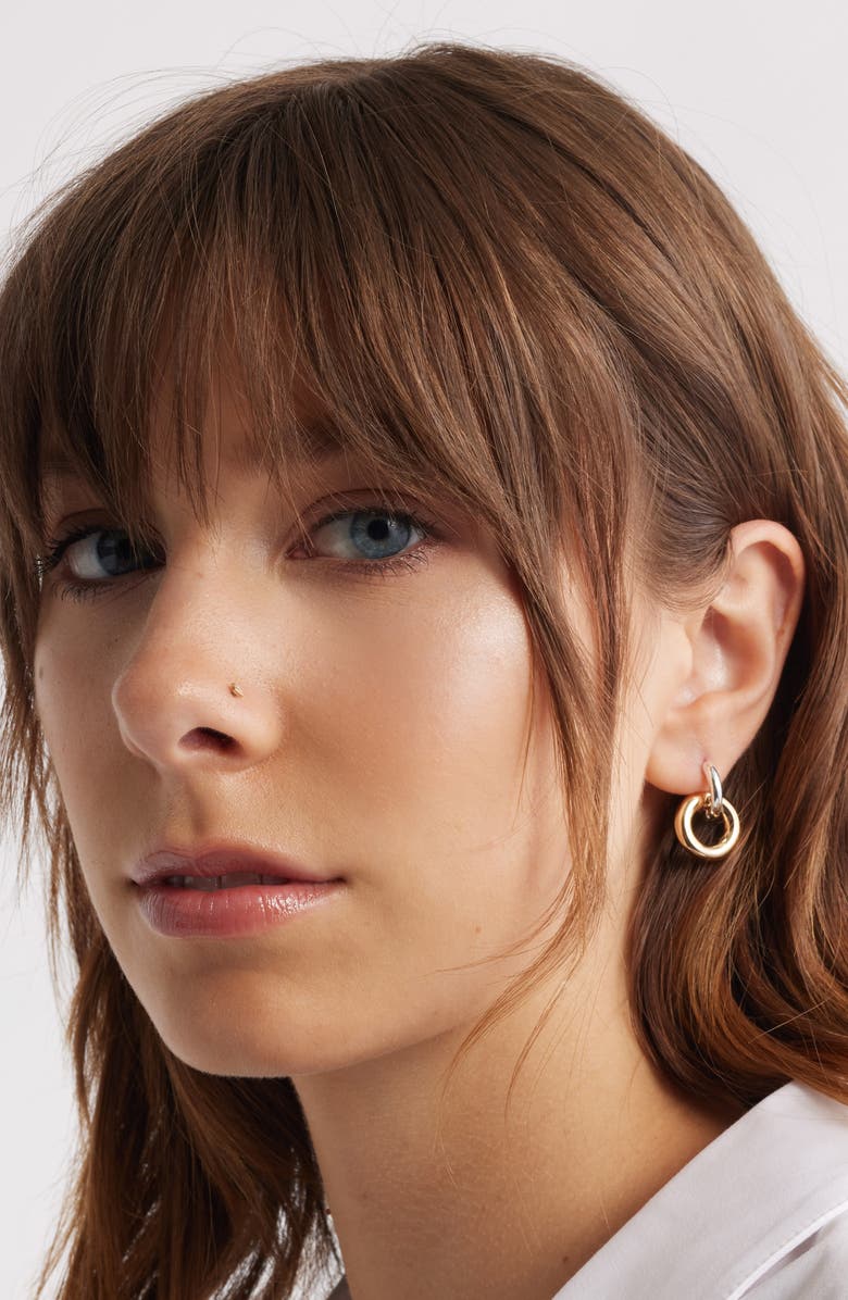 Open Edit Huggie Drop Earrings, Alternate, color, Silver- Gold