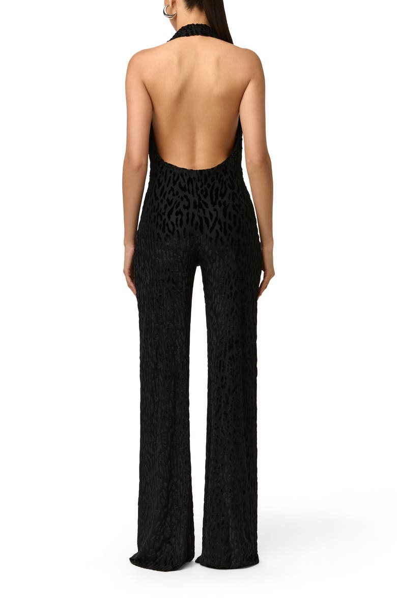 Naked Wardrobe Burnout Halter Jumpsuit, Alternate, color, Black