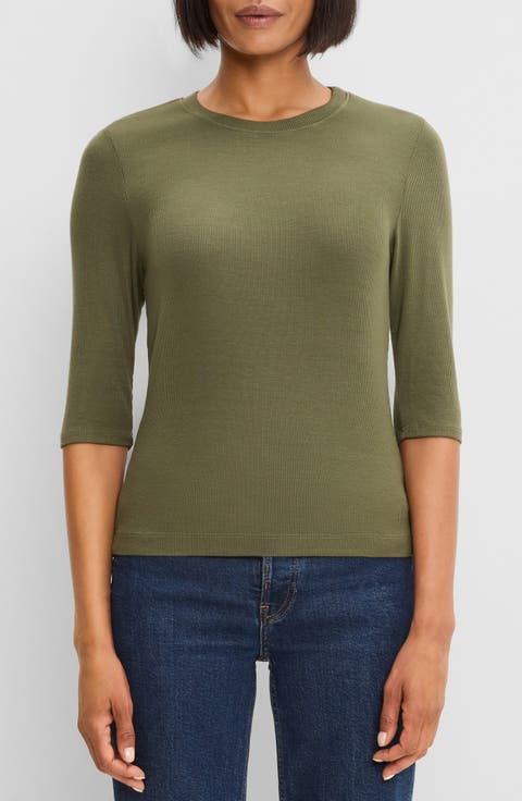 Maeve Elbow Sleeve Rib T-Shirt