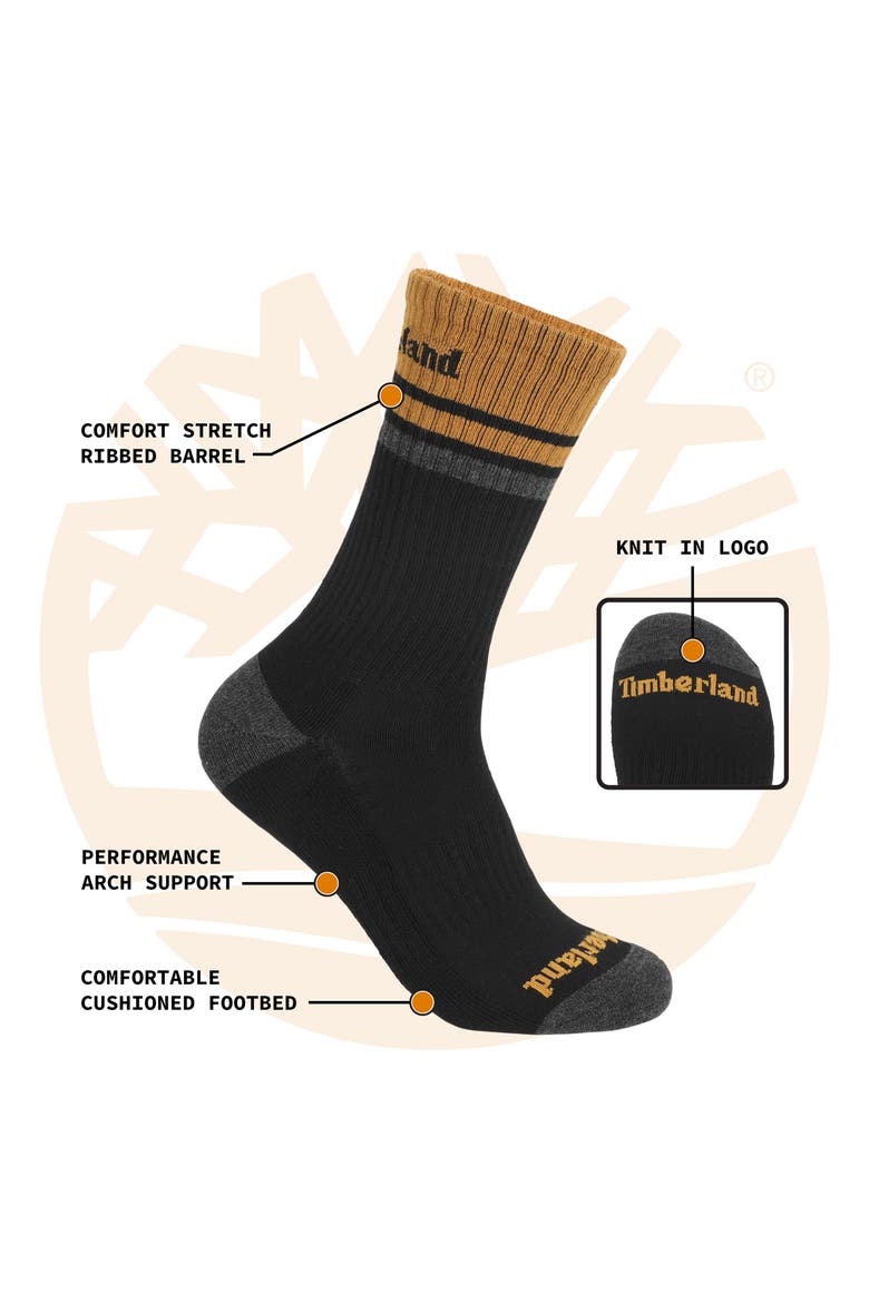 6-Pack Multi-Logo Rugby Stripe Crew Socks, Alternate, color, GREY MULTI