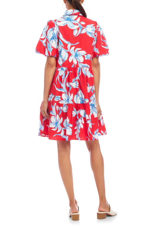 Karen Kane Tiered Puff Sleeve A-line Dress In Print