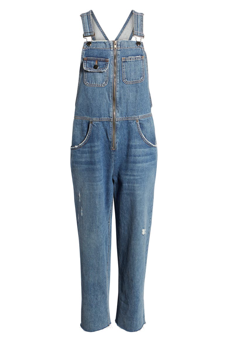 Benji Zip Front Nonstretch Denim Overalls, Alternate, color, CELTIC