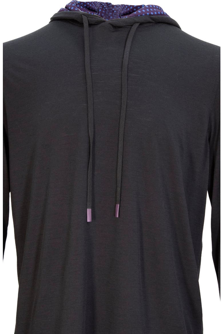 Hugo Extra Fine Merino Wool Lightweight Hoodie, Alternate, color, Black