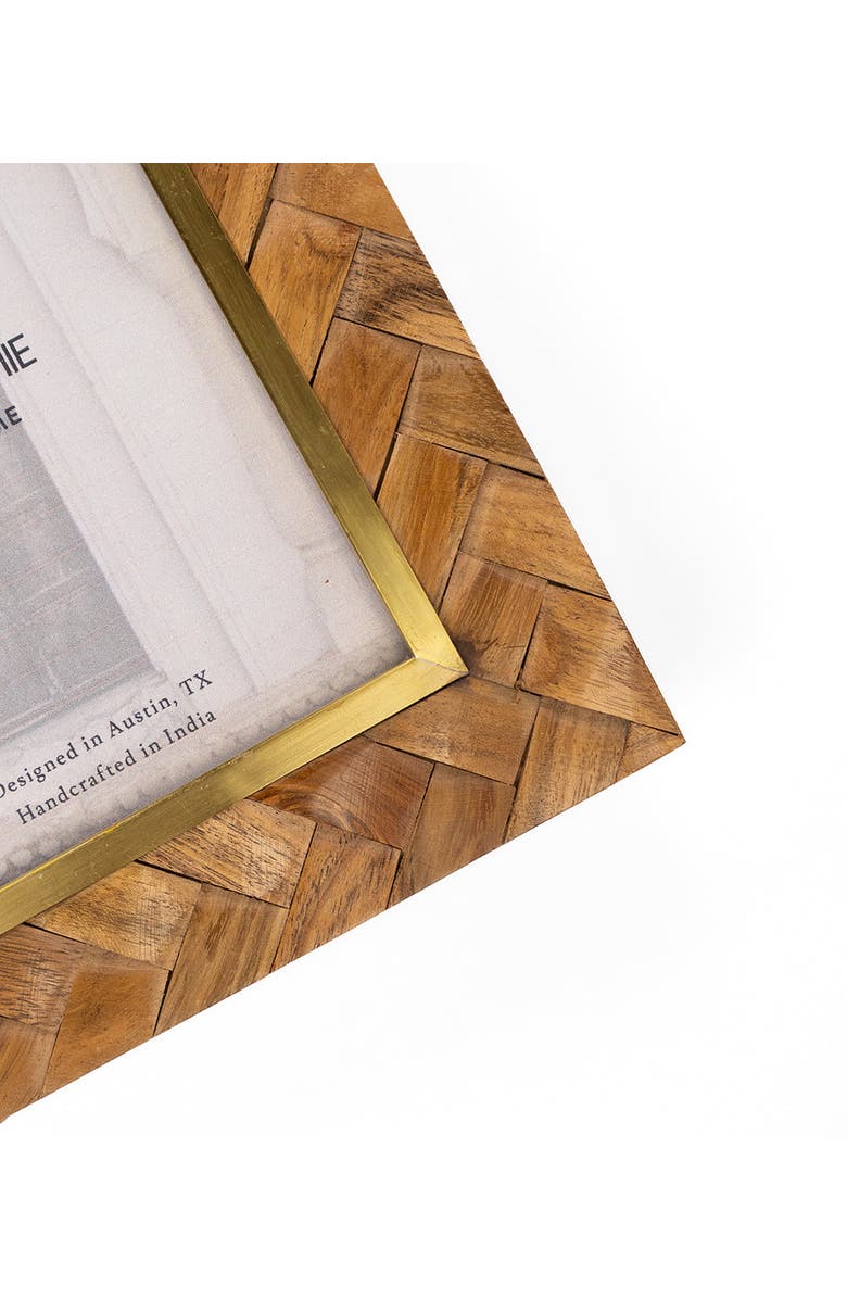 Matr Boomie Basu Picture Frame - Carved Wood, Brass Inlay, Alternate, color, Natural Wood - 5X7