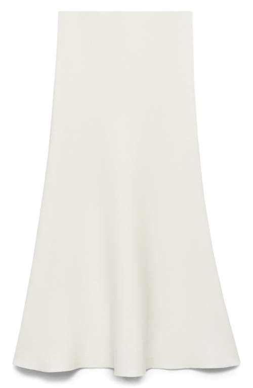 Mango Knit Midi Flare Skirt In Ecru