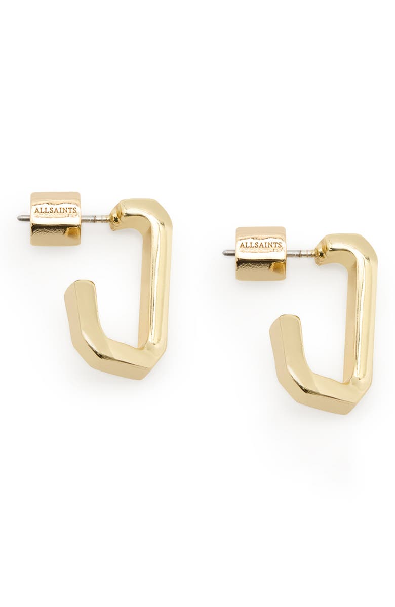 AllSaints Set of 3 Hex Hoop Earrings, Alternate, color, Gold/ Rhodium