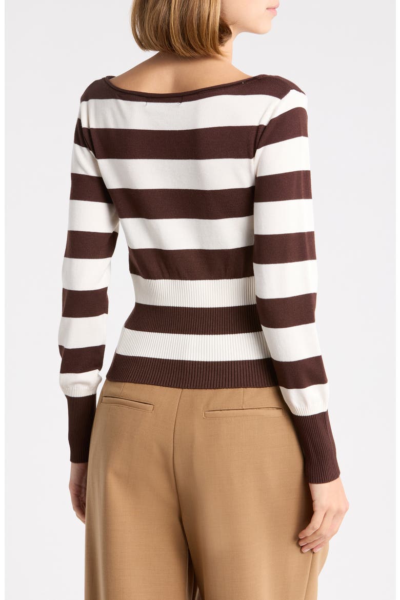 Boat Neck Stripe Sweater, Alternate, color, CHOCOLATE BROWN COMBO