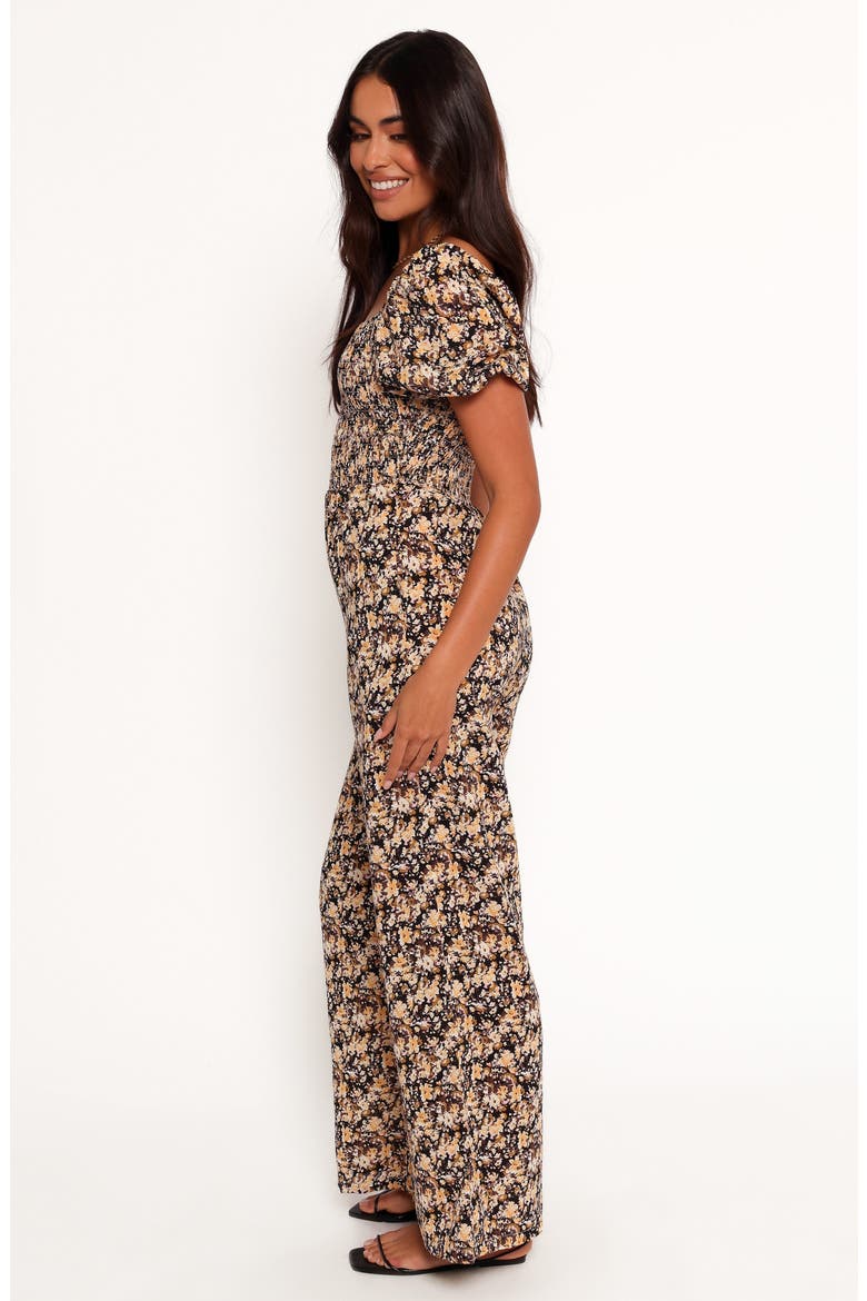Jolene Floral Smocked Jumpsuit, Alternate, color, BLACK DITSY FLORAL