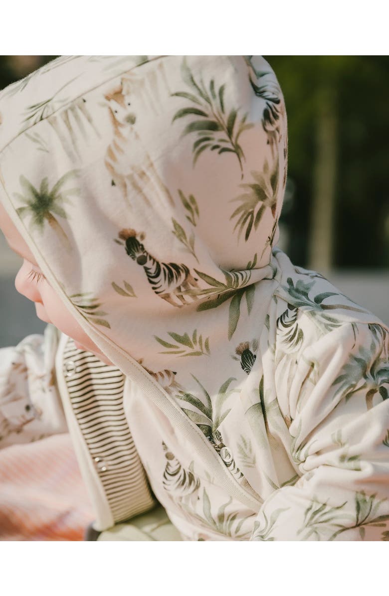 Deux par Deux Organic Cotton Jersey Reversible Hooded Zebra Print Jacket, Alternate, color, Beige Zebra Print