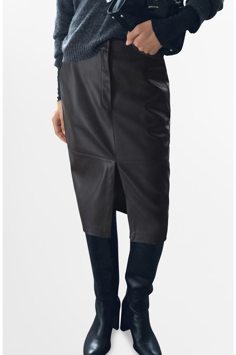 Faux Leather Pencil Skirt, Main, color, CHOCOLATE