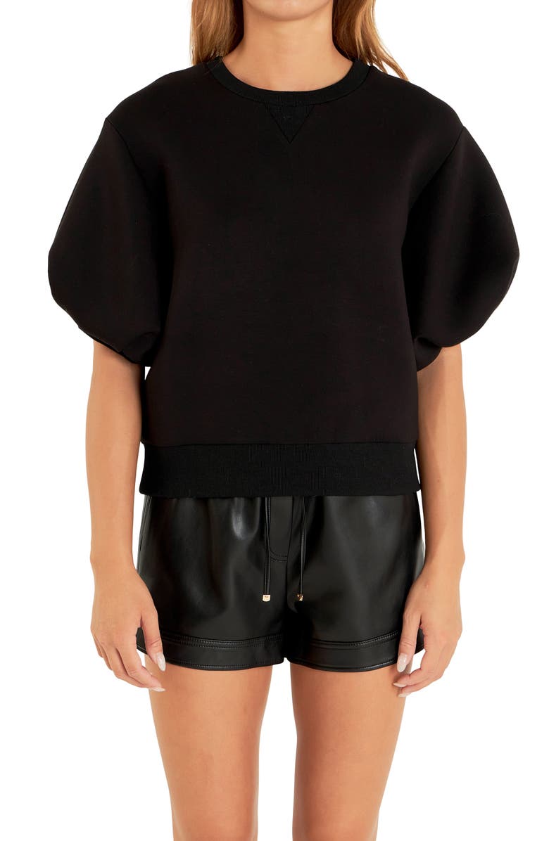 Grey Lab Puff Sleeve Sweatshirt, Alternate, color, Black