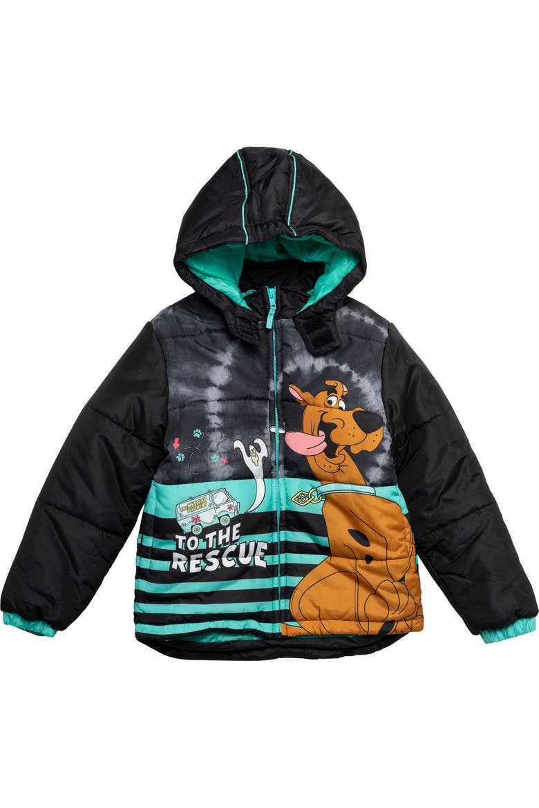 Scooby Doo Hooded Puffer Coat, Alternate, color, Scooby Doo Teal