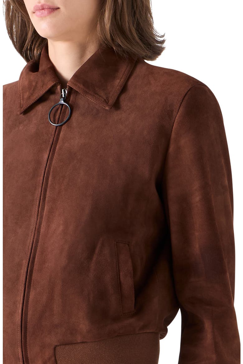 Suede Bomber Jacket, Alternate, color, CARAMEL