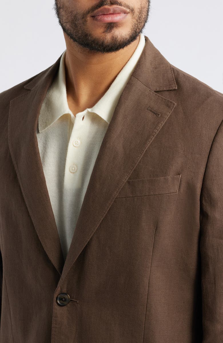 Nordstrom Henrik Trim Fit Solid Italian Linen Suit Separate Jacket, Alternate, color, Brown Cocoa