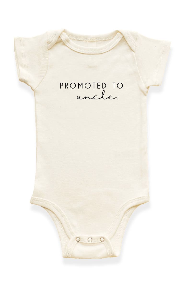 Promoted to Uncle Organic Baby Bodysuit, Main, color, Natural