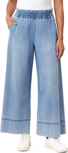 Kensie Drapey Stitch Detail Wide Leg Jeans | Nordstromrack
