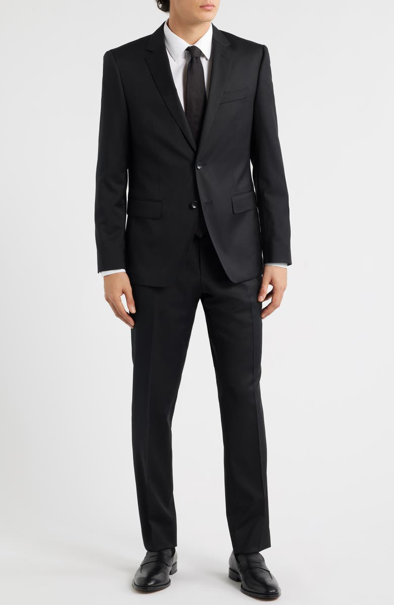 BOSS Huge Solid Wool Suit, Main, color, Black