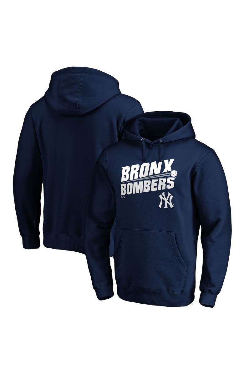FANATICS Men's Fanatics Branded Navy New York Yankees Hometown Bronx Bombers Fitted Pullover Hoodie, Main, color,