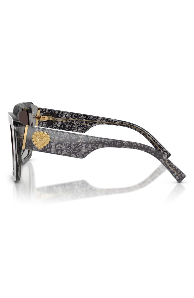 Dolce&Gabbana 54mm Square Sunglasses, Alternate, color, Print Black Lace / Grey