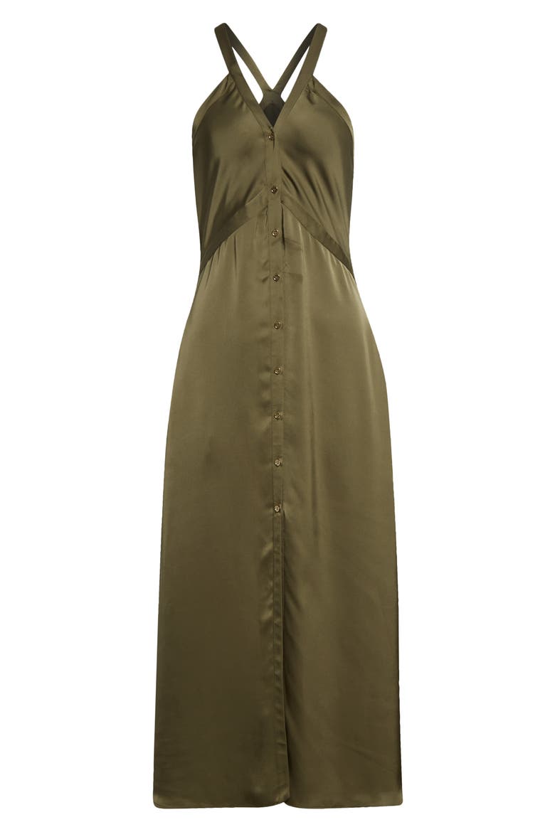Cynthia Racerback Satin Shirtdress, Alternate, color, OLIVE GREEN