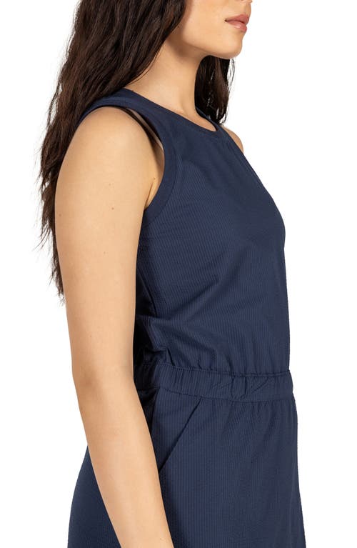 Kyodan Sleeveless Seersucker Dress In Blue