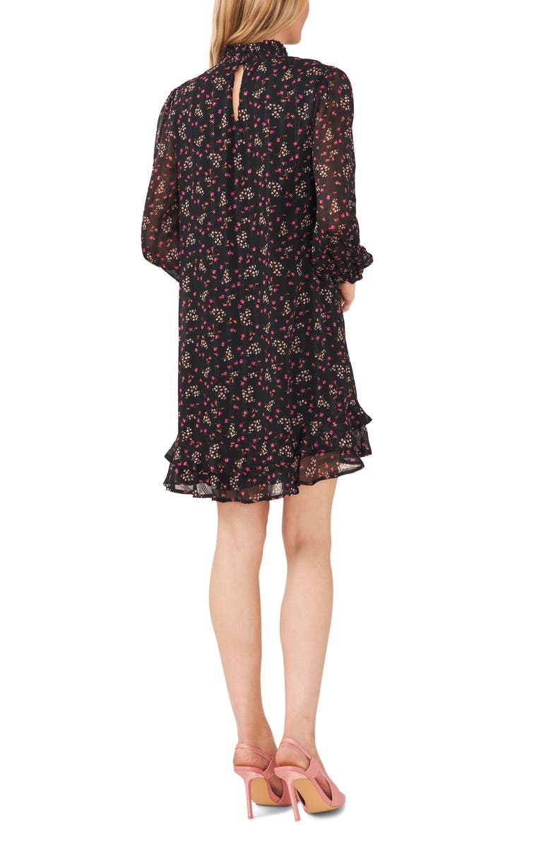 CeCe Floral Print Smocked Neck Long Sleeve Minidress, Alternate, color, 
