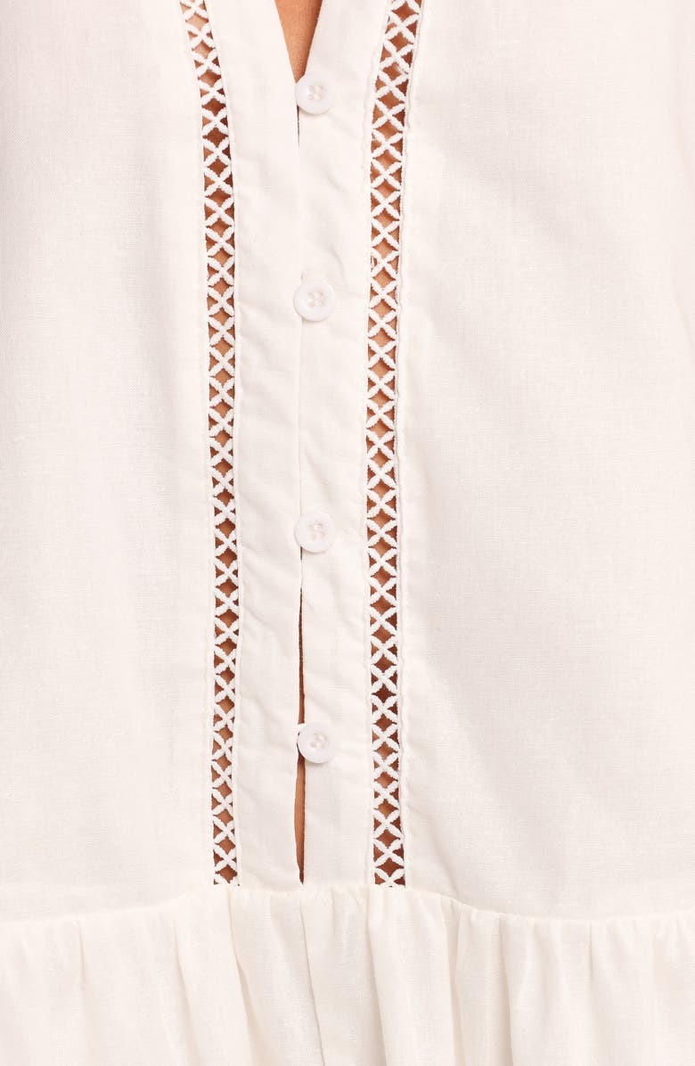 Petal & Pup Hart Long Sleeve Cotton & Linen Minidress, Alternate, color, White