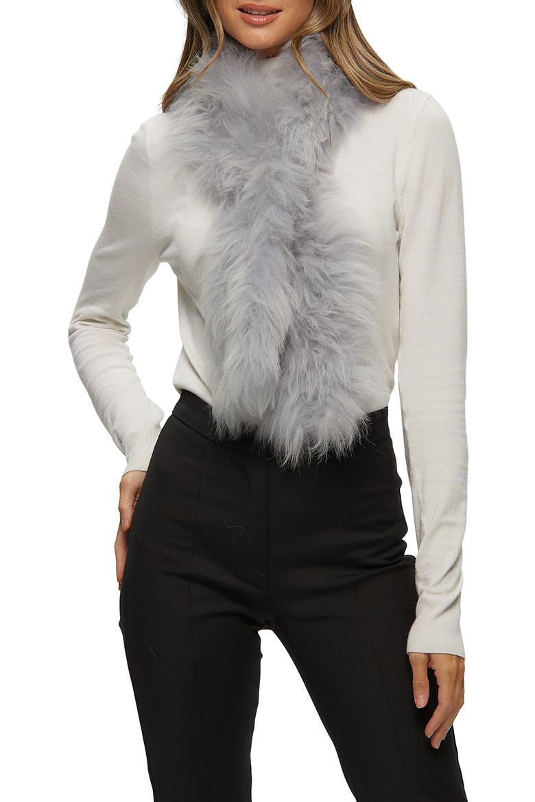 Genuine Shearling Knit Pull-Through Scarf, Main, color, LIGHT GRAY