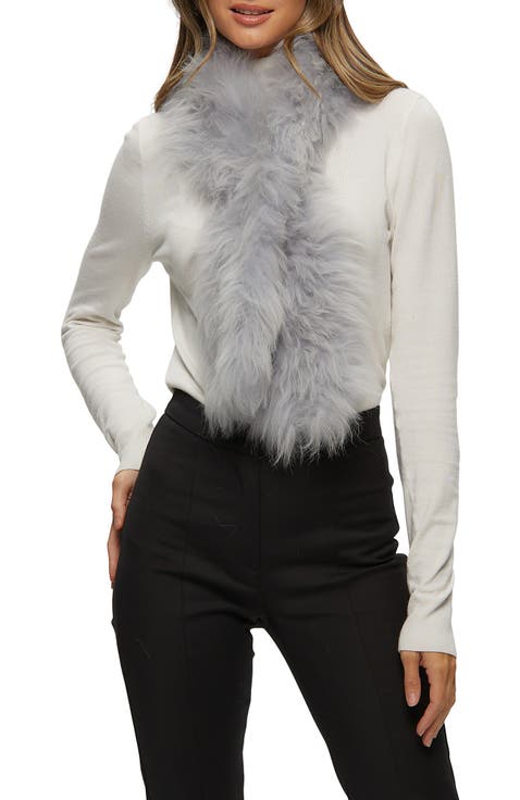 Genuine Shearling Knit Pull-Through Scarf