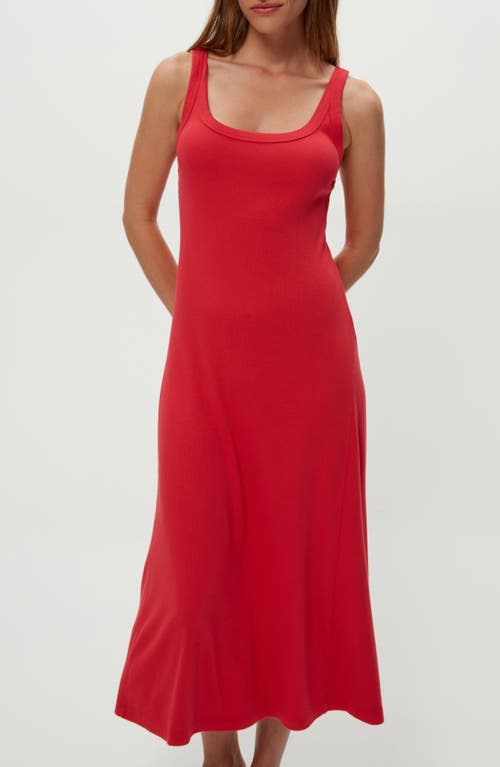 Michael Stars Celine Rib Midi Dress In Red