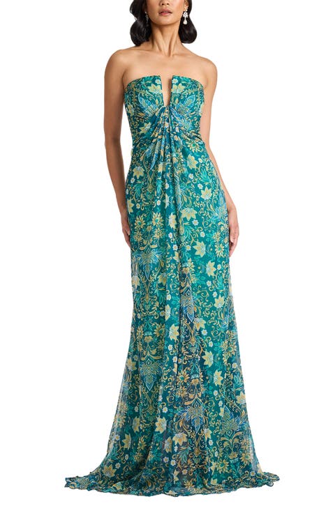 Floral Strapless Gown