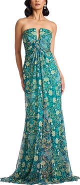 Tadashi Shoji Floral Strapless Gown
