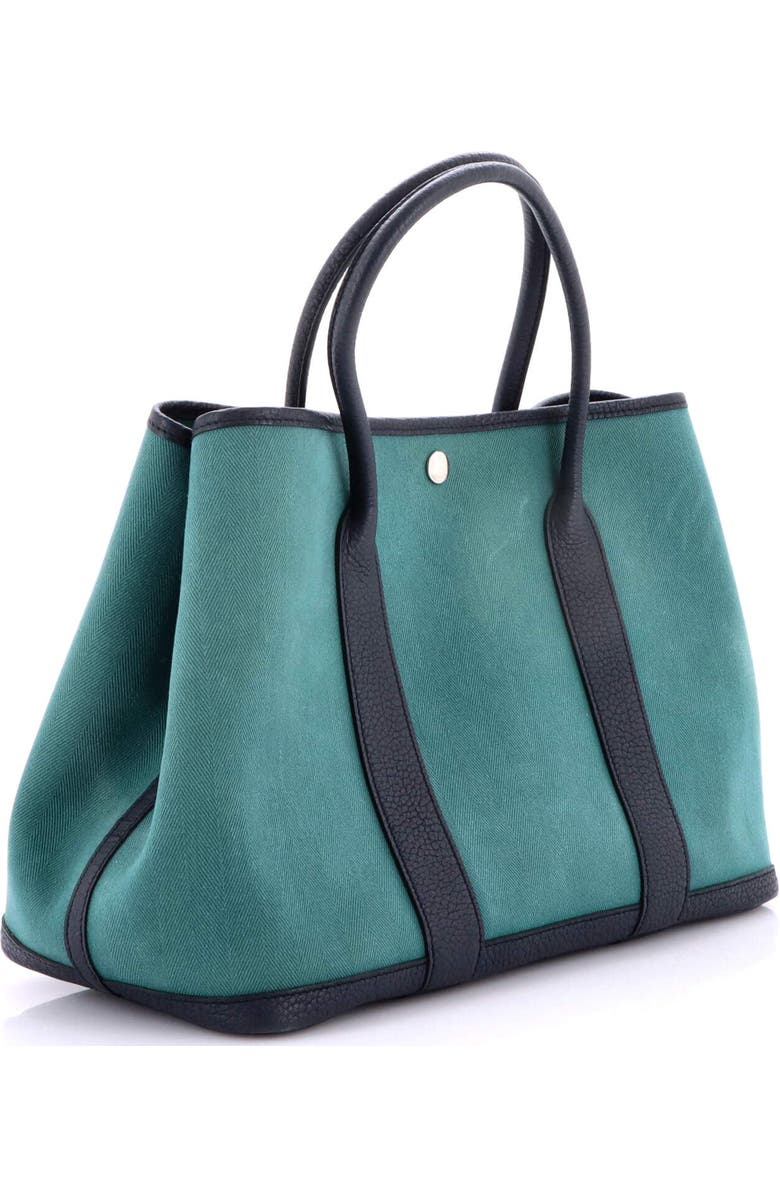 Pre-Owned Hermes Garden Party Tote Toile and Leather 36, Alternate, color, Vert Fonce