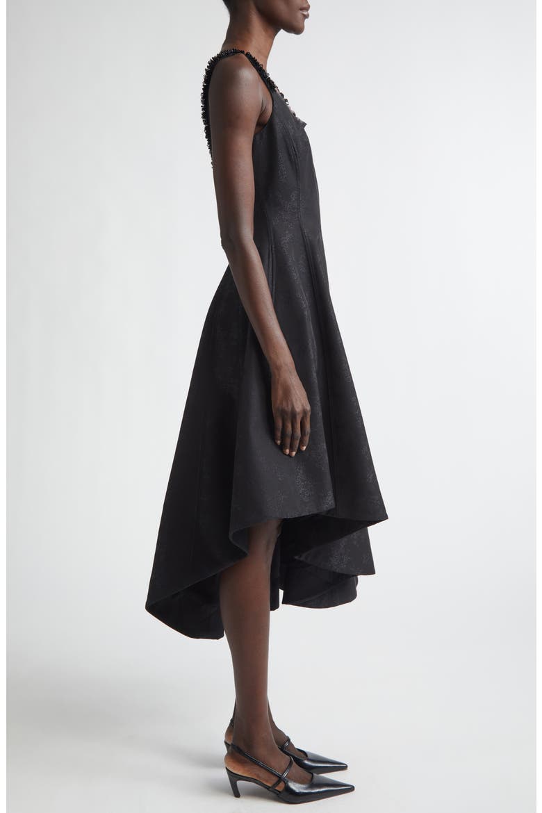 Asymmetric Midi Cocktail Dress, Alternate, color, BLACK