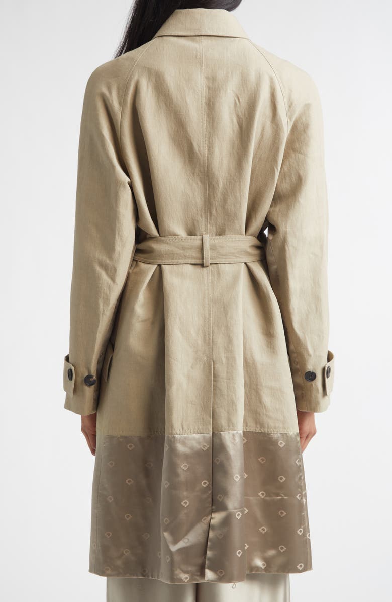 FERRAGAMO Satin Inset Belted Duster Coat, Alternate, color, Safari