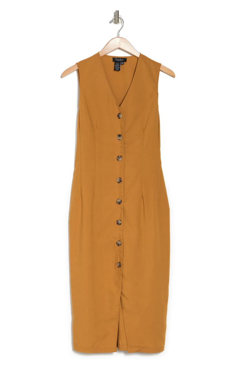 Button Front Tank Dress, Alternate, color, MUSTARD